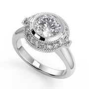 Annie Halo Bezel Set Solitaire Round Cut Diamond Engagement Ring - Nivetta